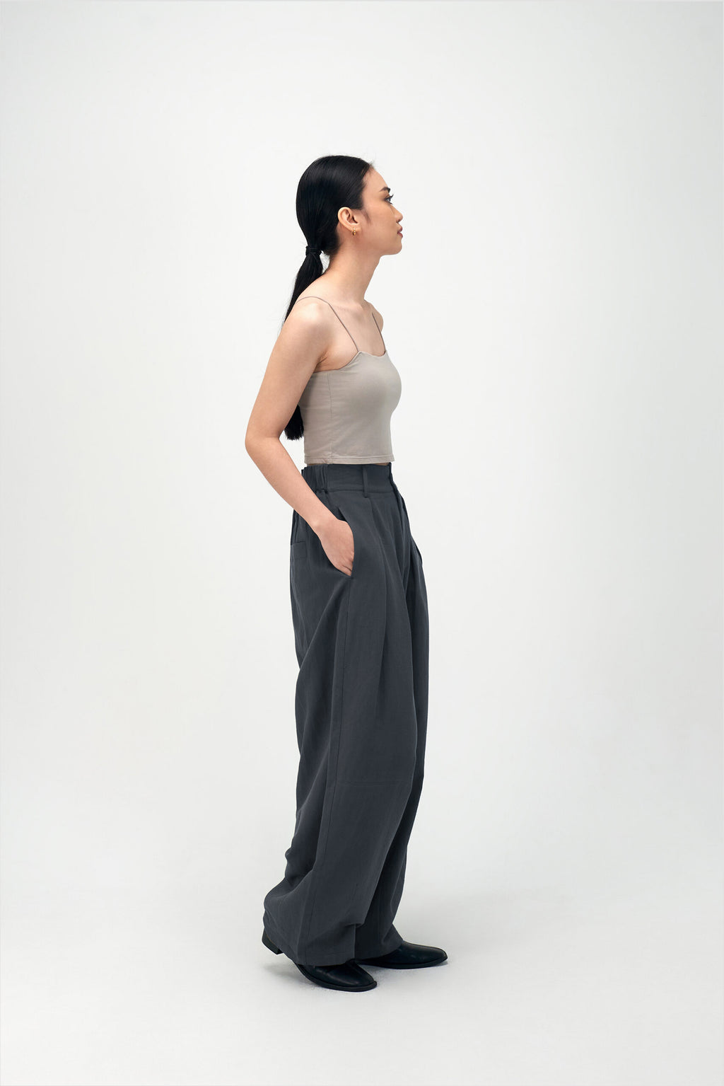 Gender Neutral Cocoon Trousers (Linen / Blue Grey)