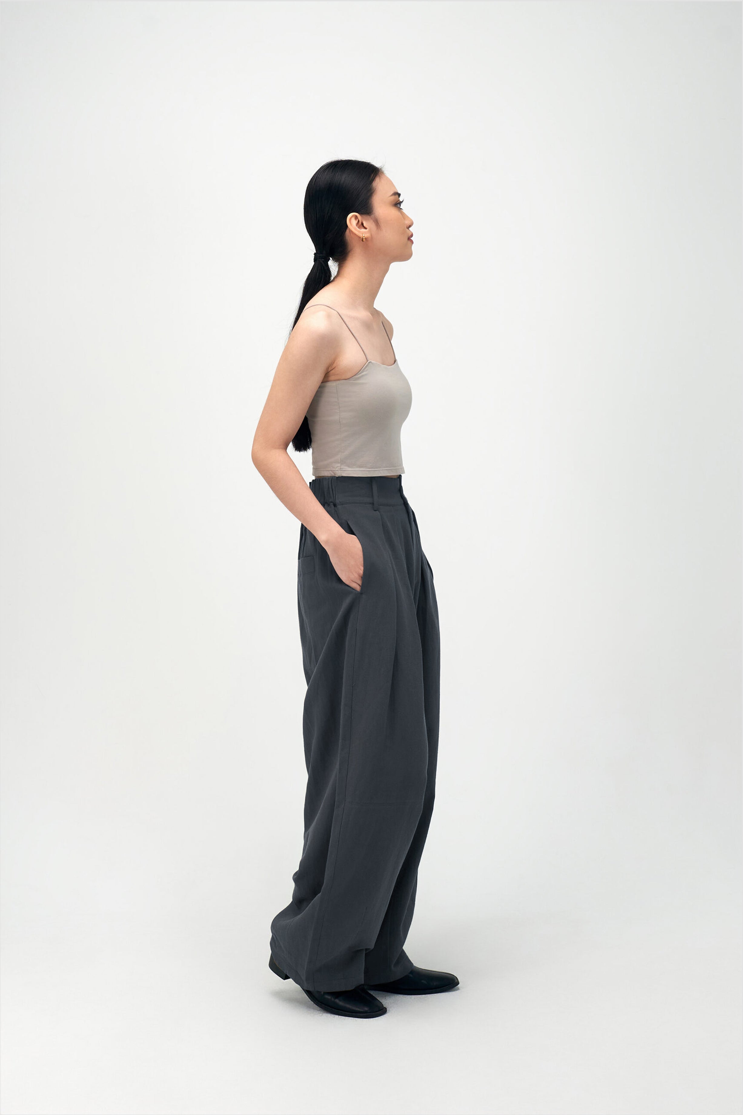 Gender Neutral Cocoon Trousers (Linen / Blue Grey)