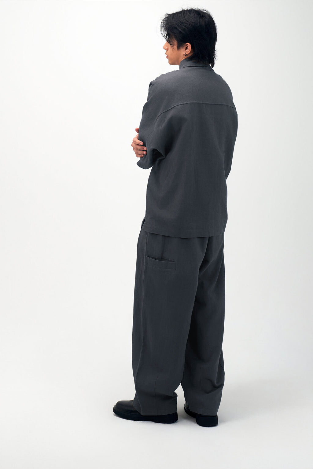 Gender Neutral Cocoon Trousers (Linen / Blue Grey)