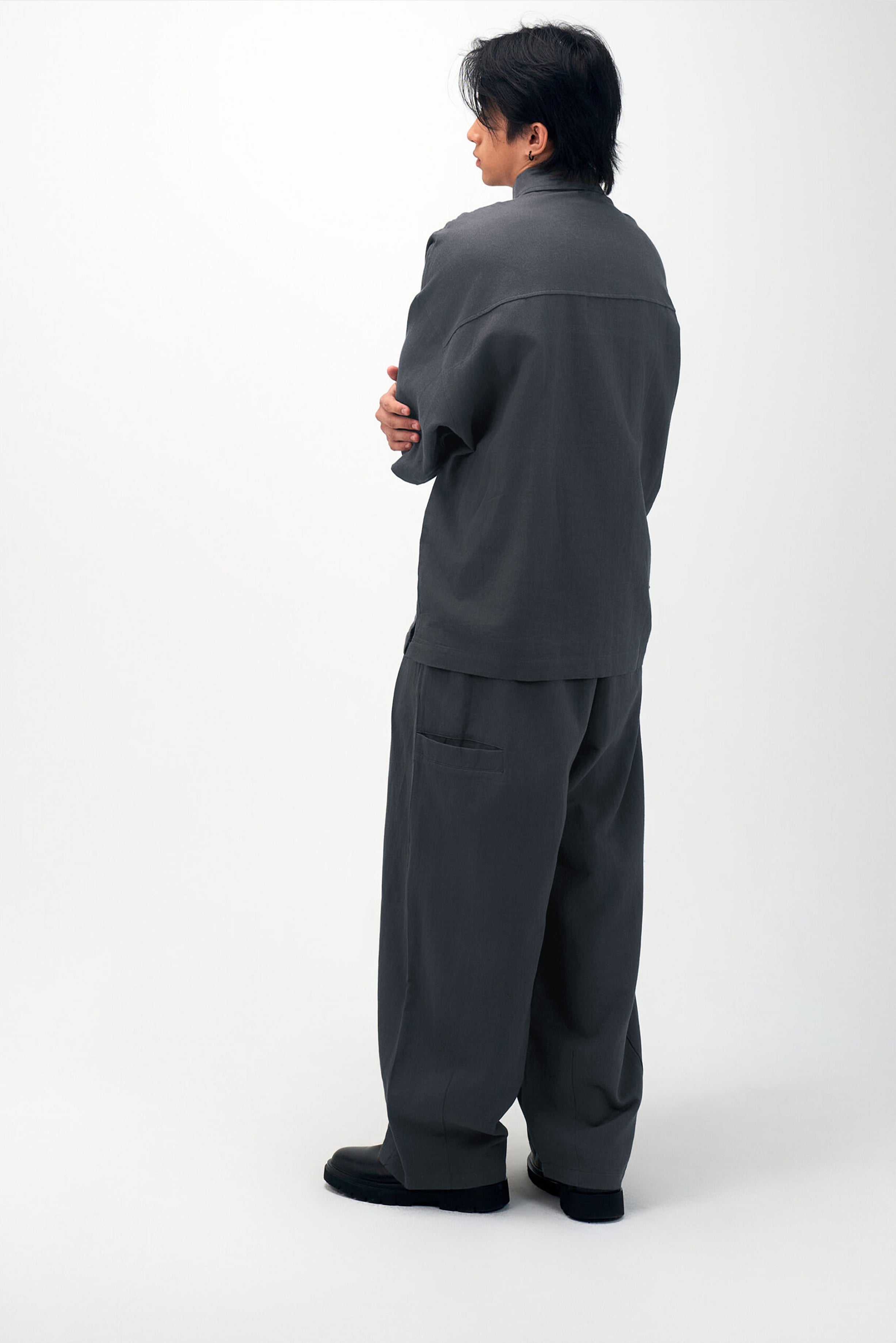 Gender Neutral Cocoon Trousers (Linen / Blue Grey)