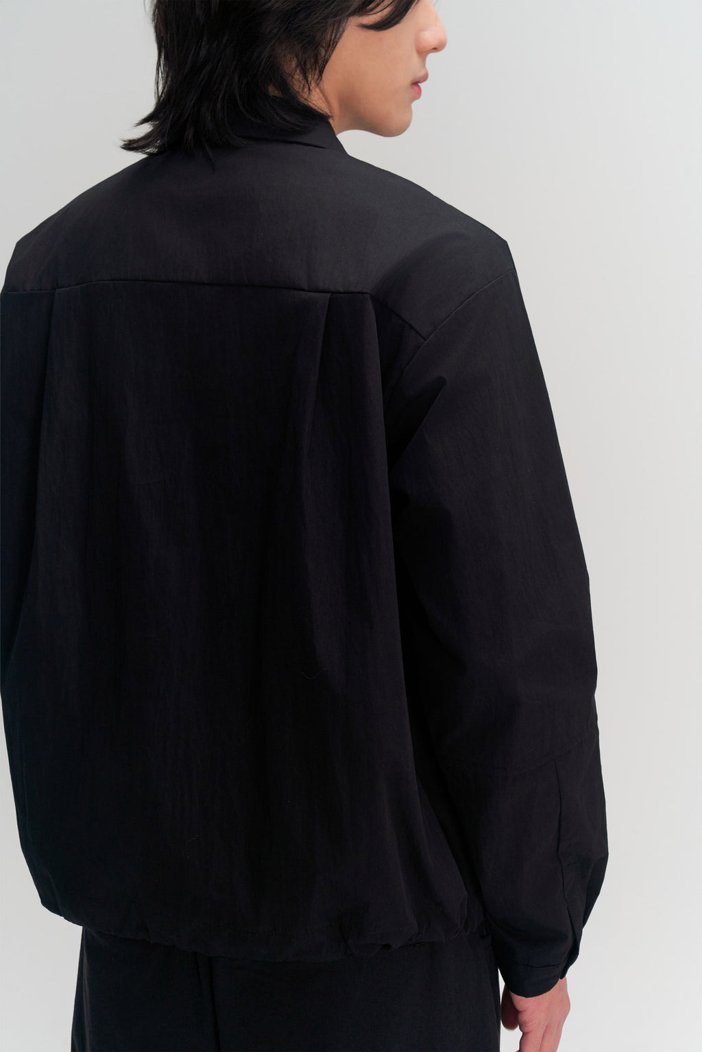 Gender Neutral Skipper Collar Long Sleeve Shirt (Black)