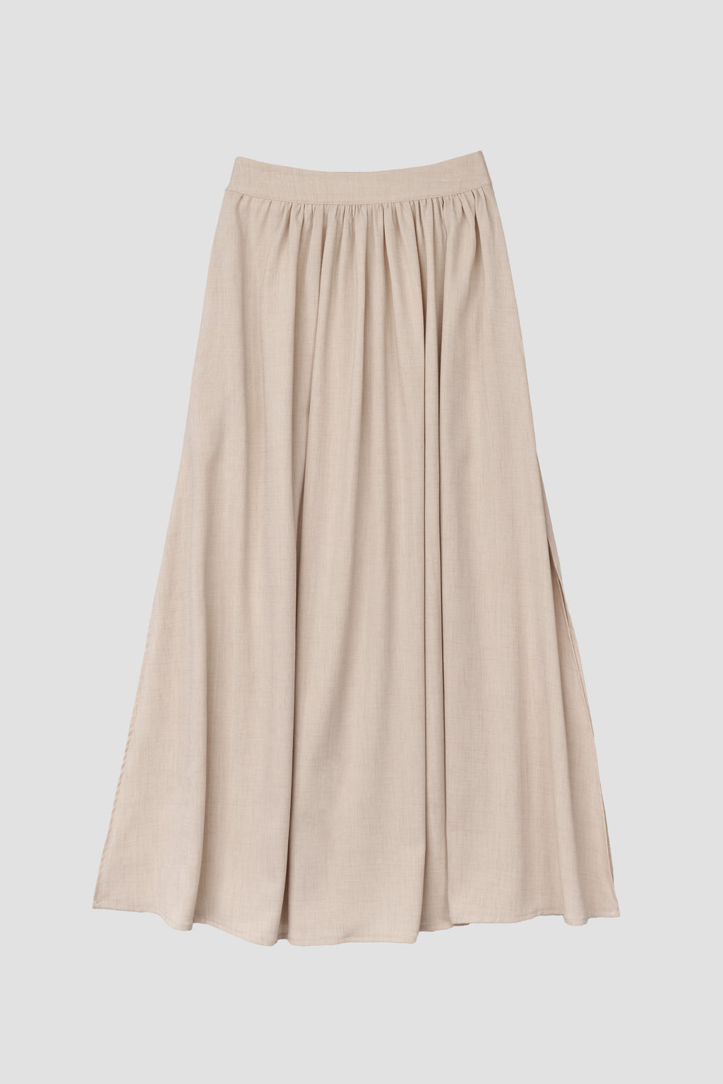 Classic - Side Slit Flare Long Skirt (Nude)