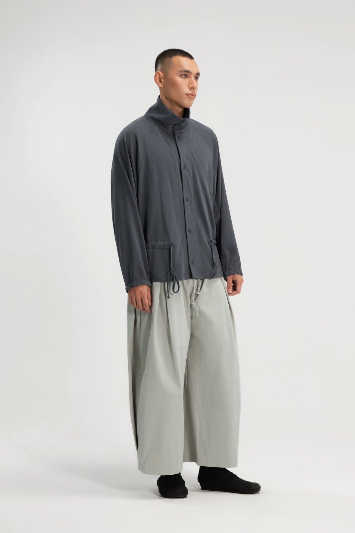 Gender Neutral Double Waist Baggy Ankle Pants (Dirty Sage)