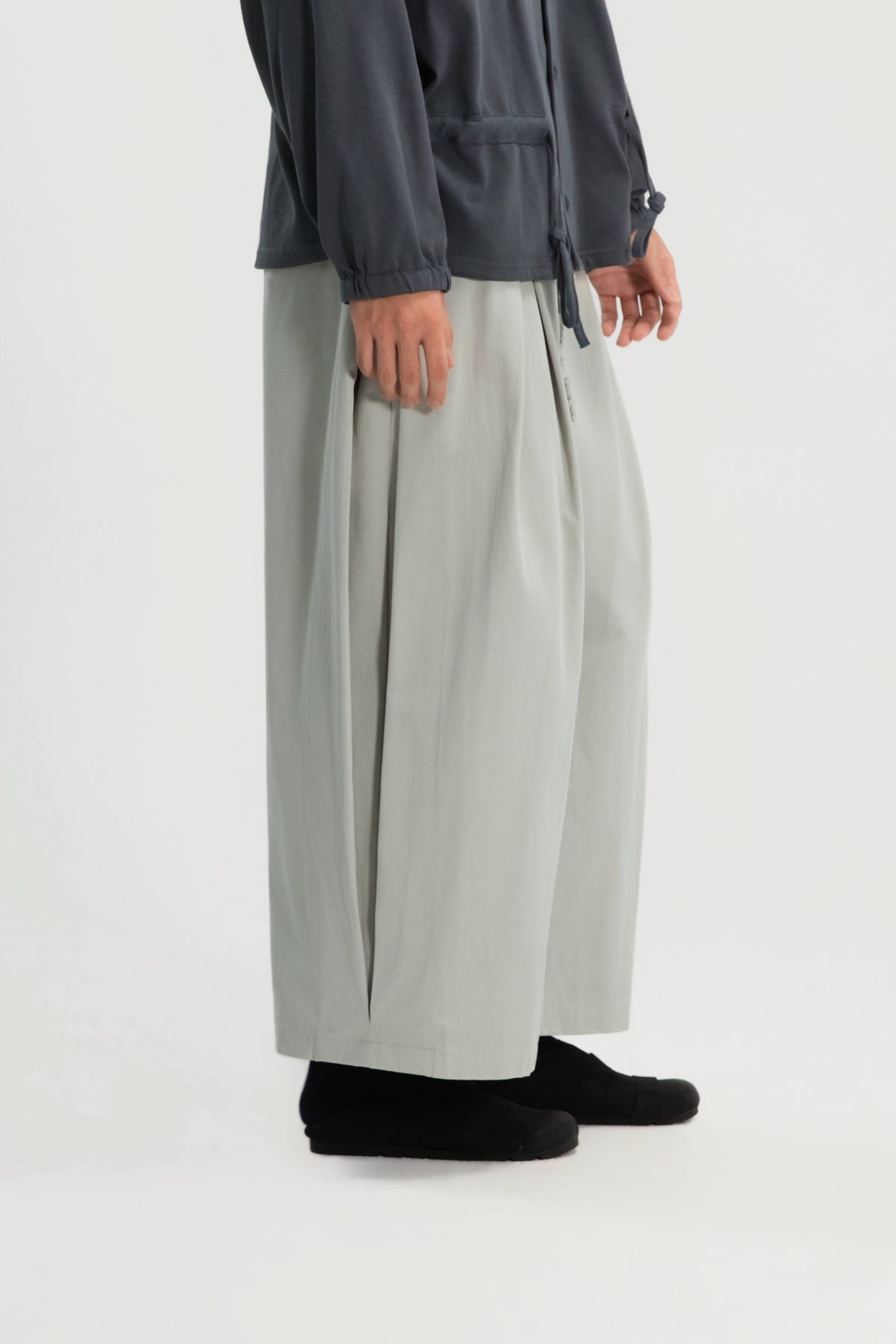 Gender Neutral Double Waist Baggy Ankle Pants (Dirty Sage)