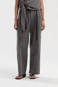 Triple Pleated Long Trousers (Grey Pinstripe)
