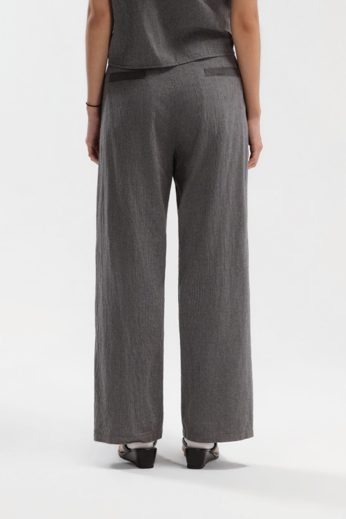 Triple Pleated Long Trousers (Grey Pinstripe)