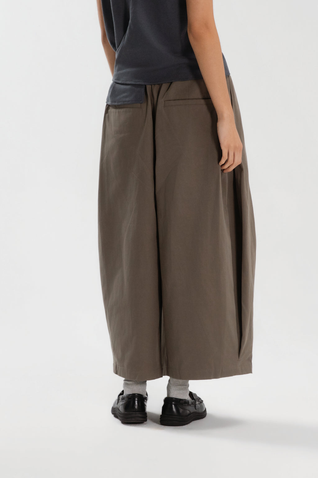 Gender Neutral Double Waist Baggy Ankle Pants (Dirty Espresso)