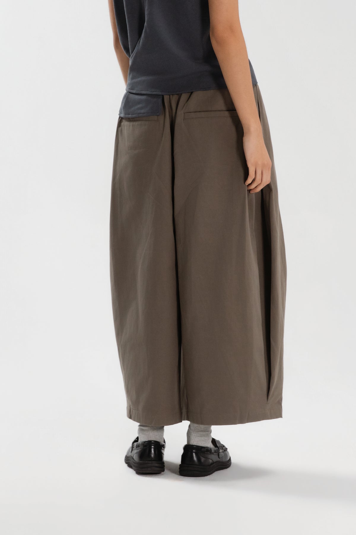 Gender Neutral Double Waist Baggy Ankle Pants (Dirty Espresso)