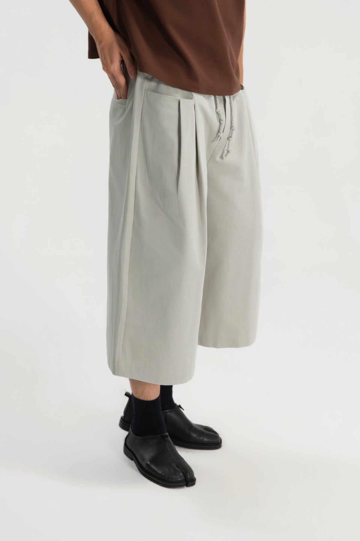 Gender Neutral Double Waist Capri Pants (Dirty Sage)
