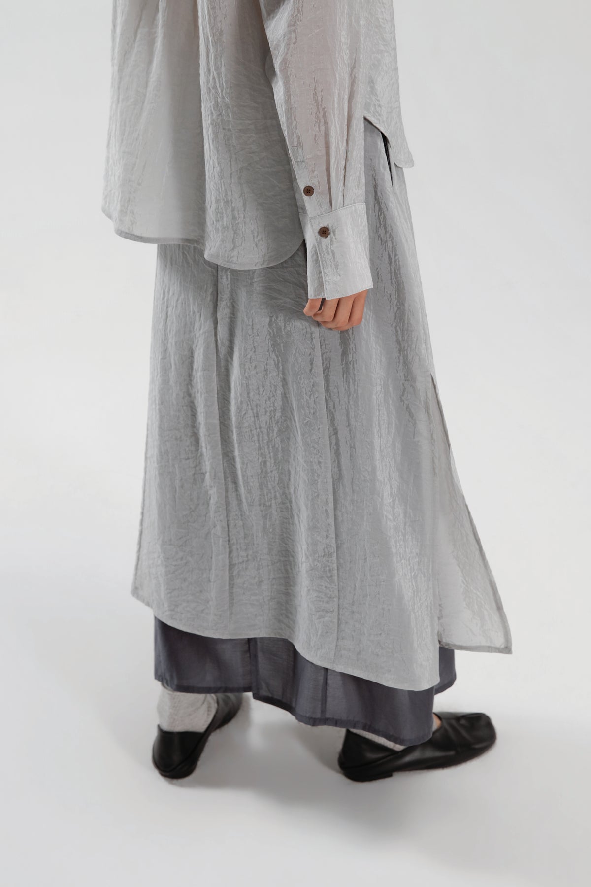 Dual Layer Skirt w/ Braided Belt (Dark Grey)