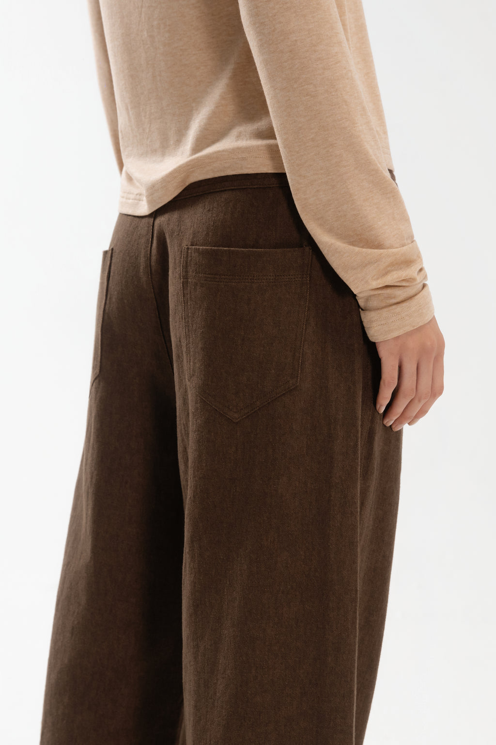 Medium Rise Straight-Cut Denim Pants (Dirty Brown)