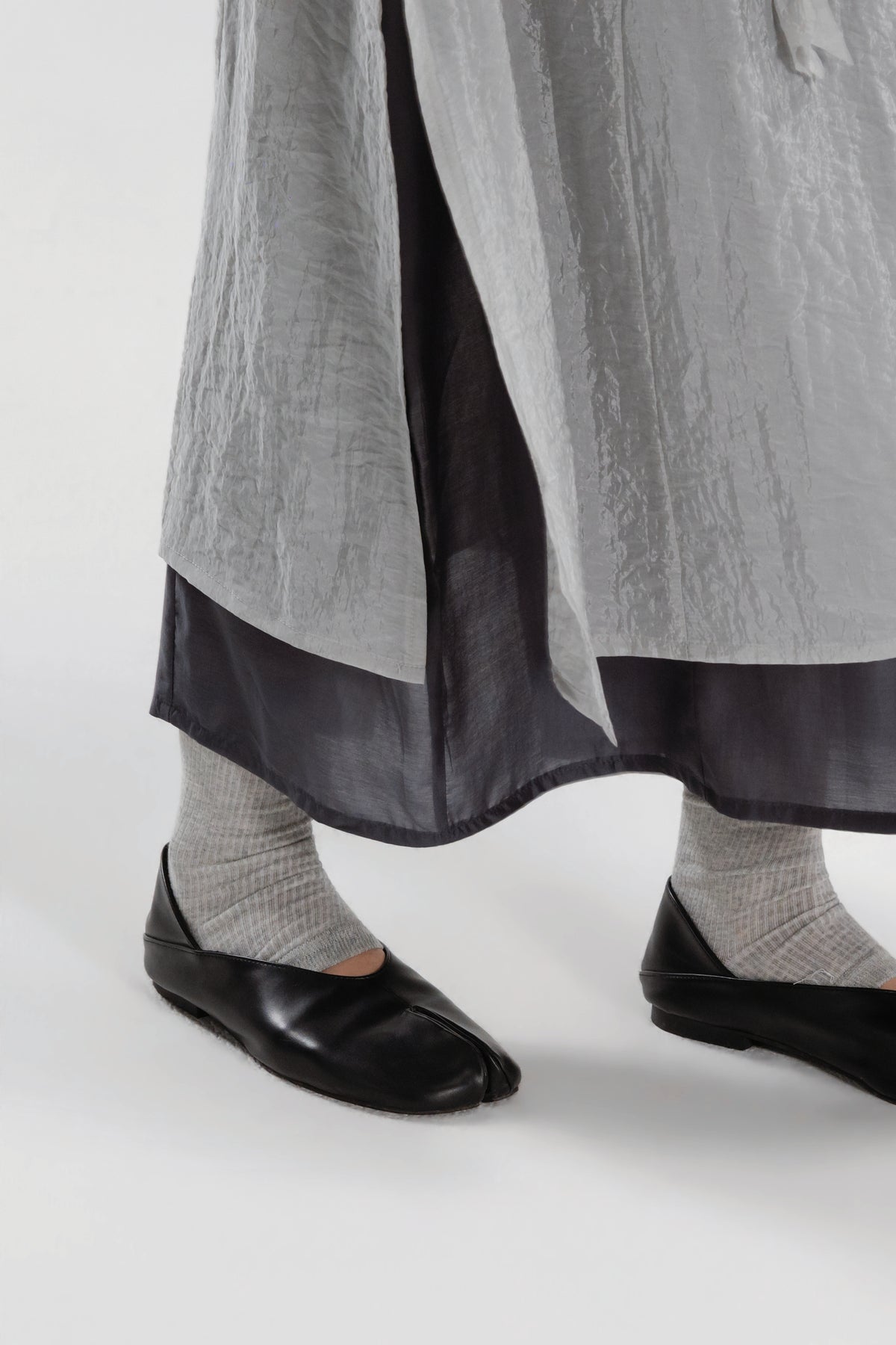 Dual Layer Skirt w/ Braided Belt (Dark Grey)