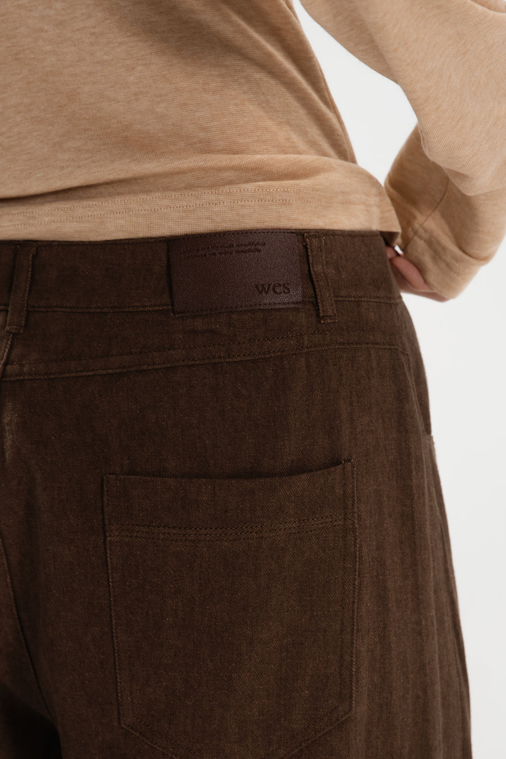 Medium Rise Straight-Cut Denim Pants (Dirty Brown)