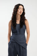 Waist Bandeu Tank Top (Linen Denim / Blue)