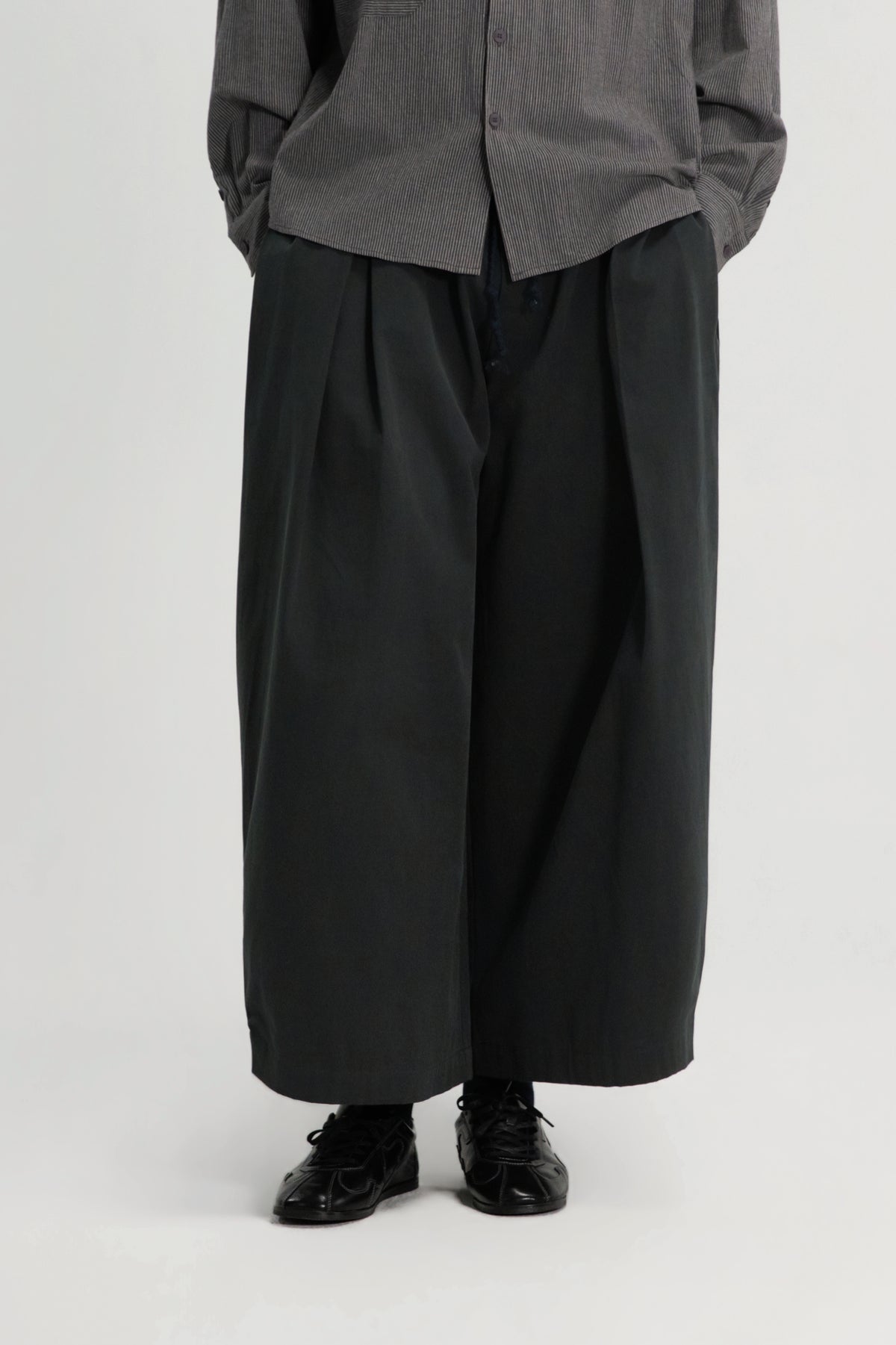 Gender Neutral Double Waist Baggy Ankle Pants (Dirty Grey)