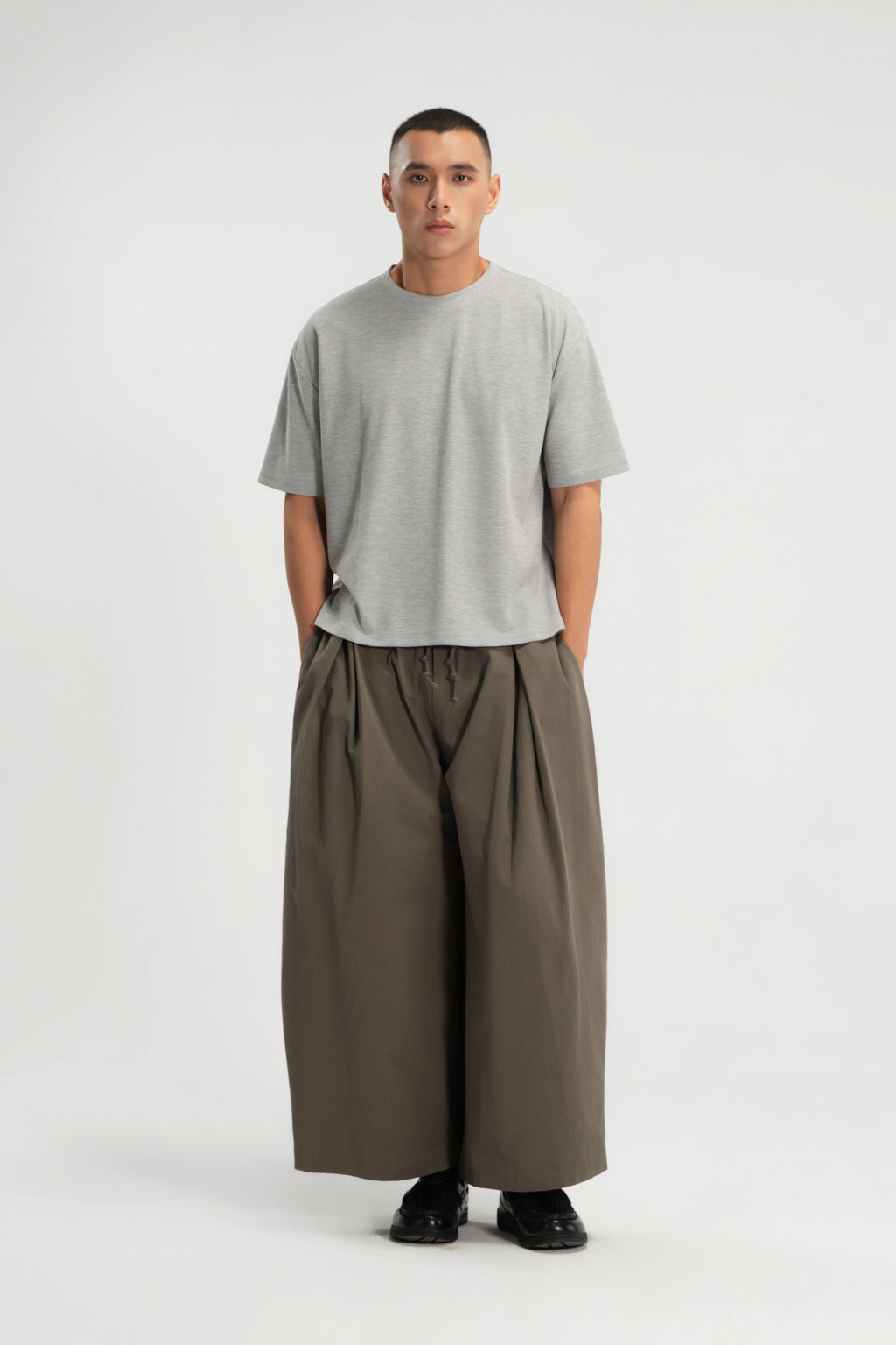 Gender Neutral Boxy Crop Waffle Tee (Grey Grain)