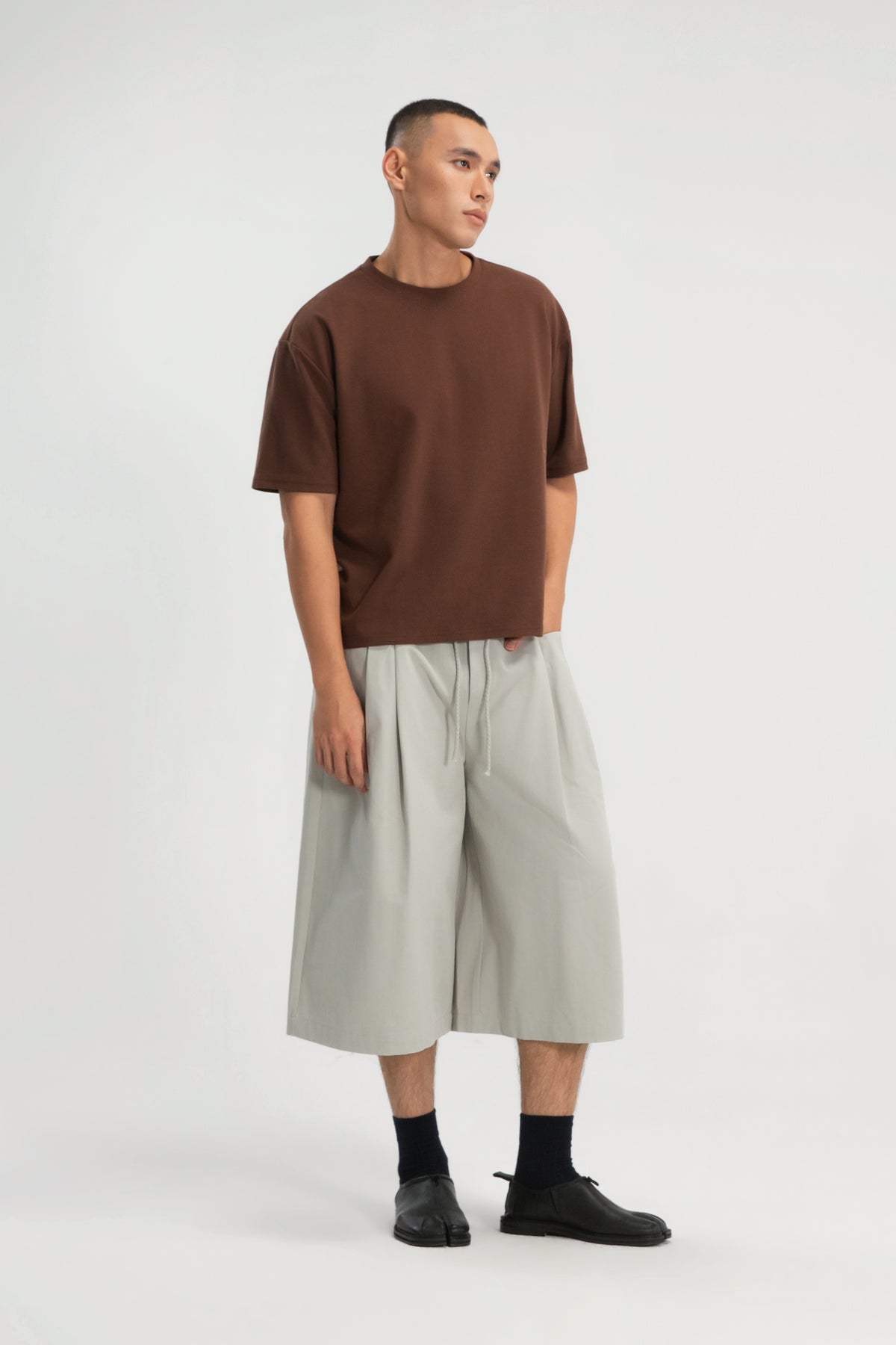 Gender Neutral Double Waist Capri Pants (Dirty Sage)