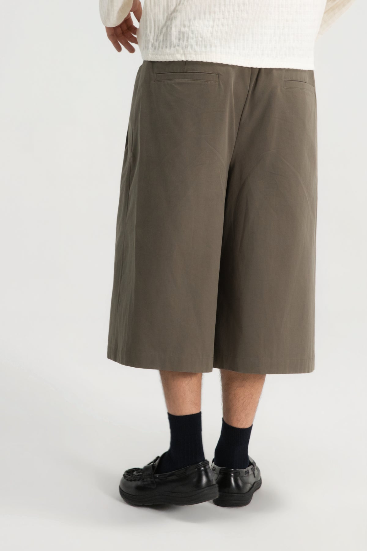 Gender Neutral Double Waist Capri Pants (Dirty Espresso)
