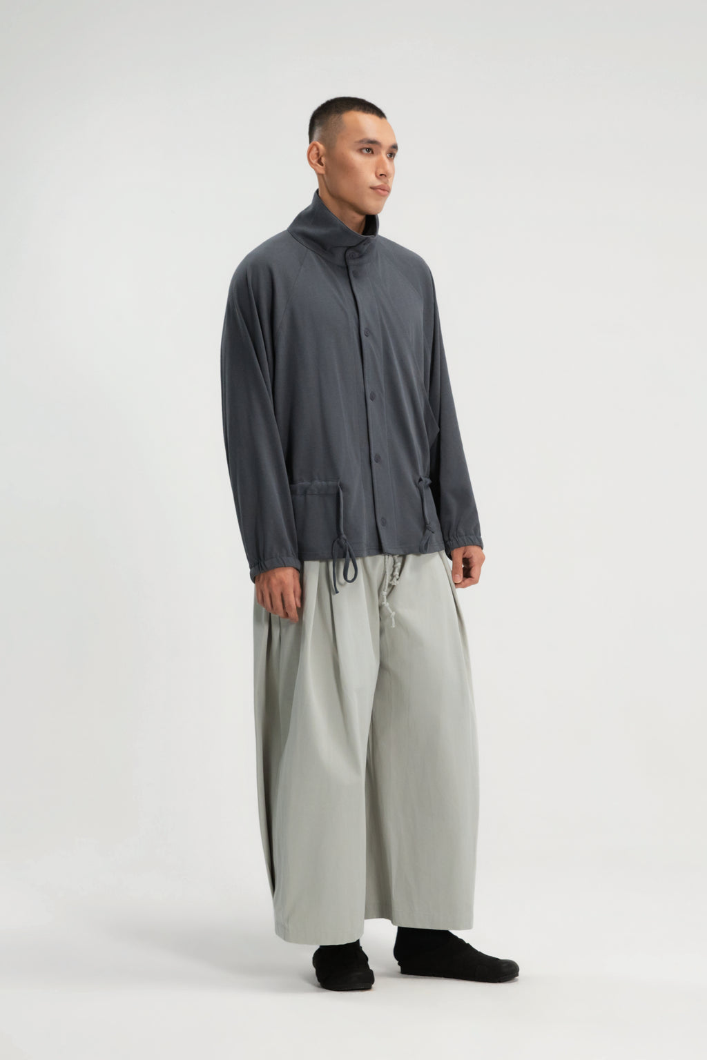 Gender Neutral Slouchy Knit Trench Outer (Blue)