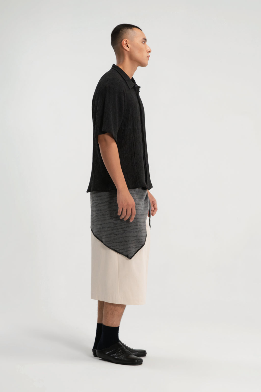 Gender Neutral Double Waist Capri Pants (Dirty Beige)