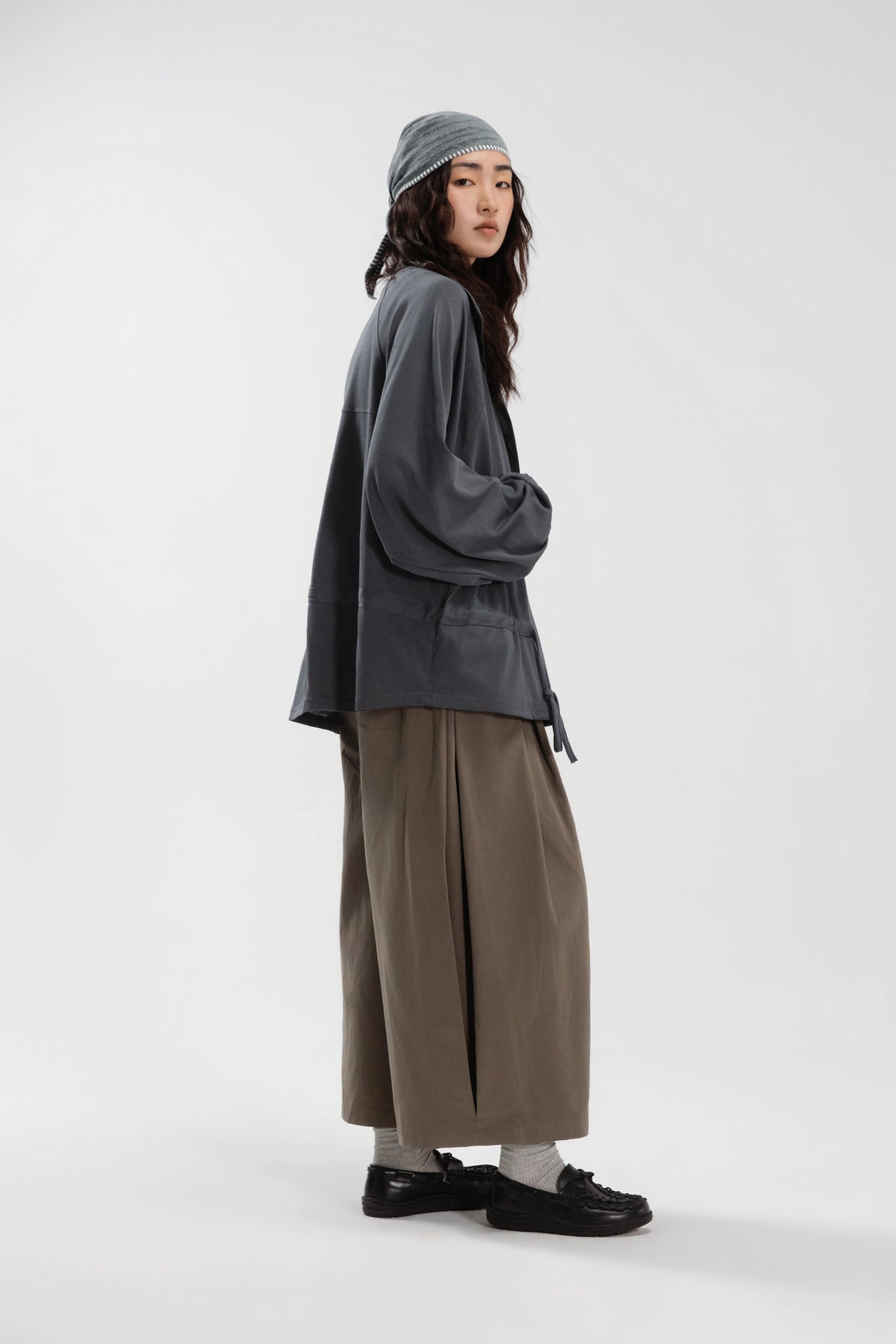 Gender Neutral Slouchy Knit Trench Outer (Blue)