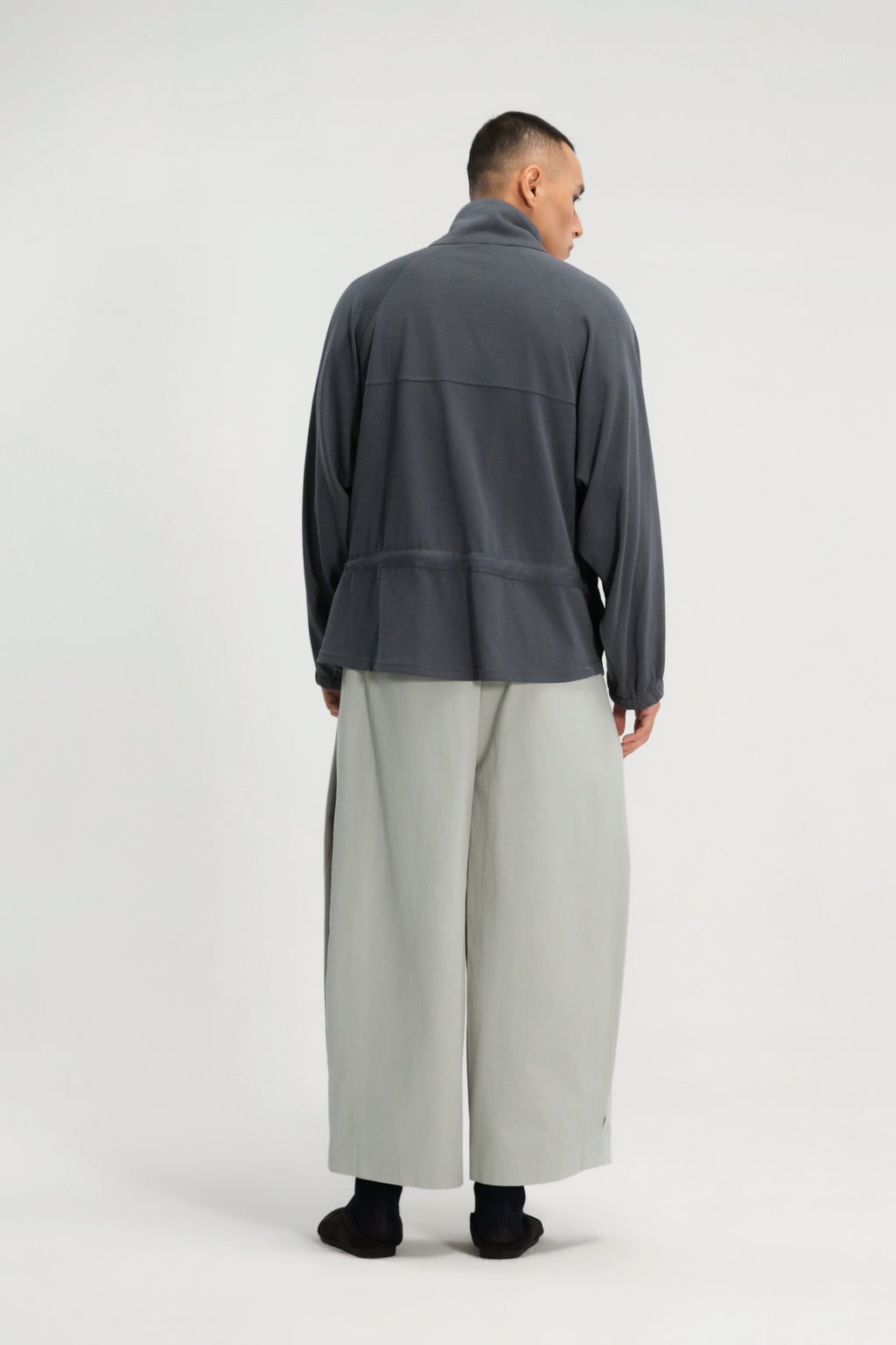 Gender Neutral Slouchy Knit Trench Outer (Blue)