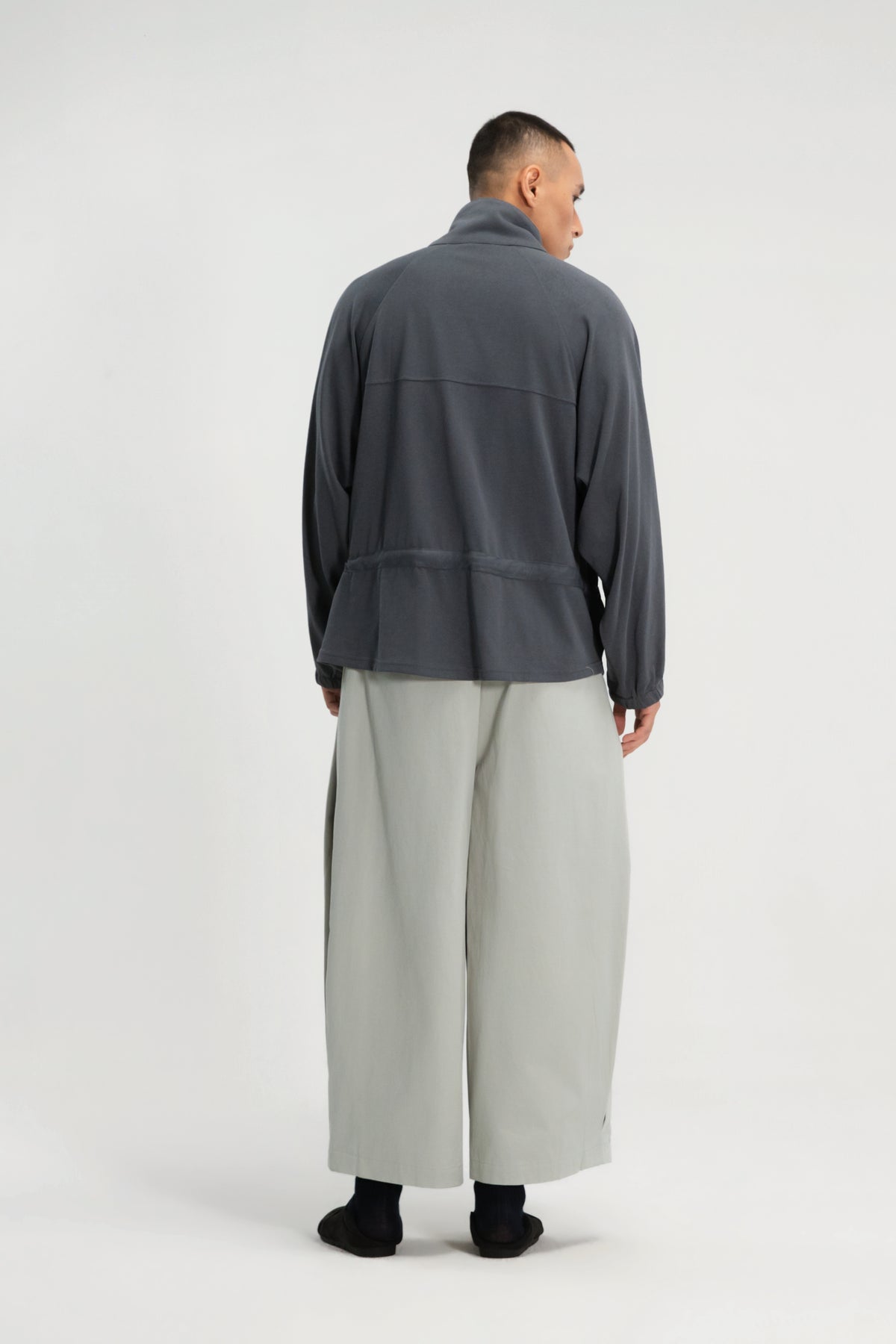Gender Neutral Slouchy Knit Trench Outer (Blue)