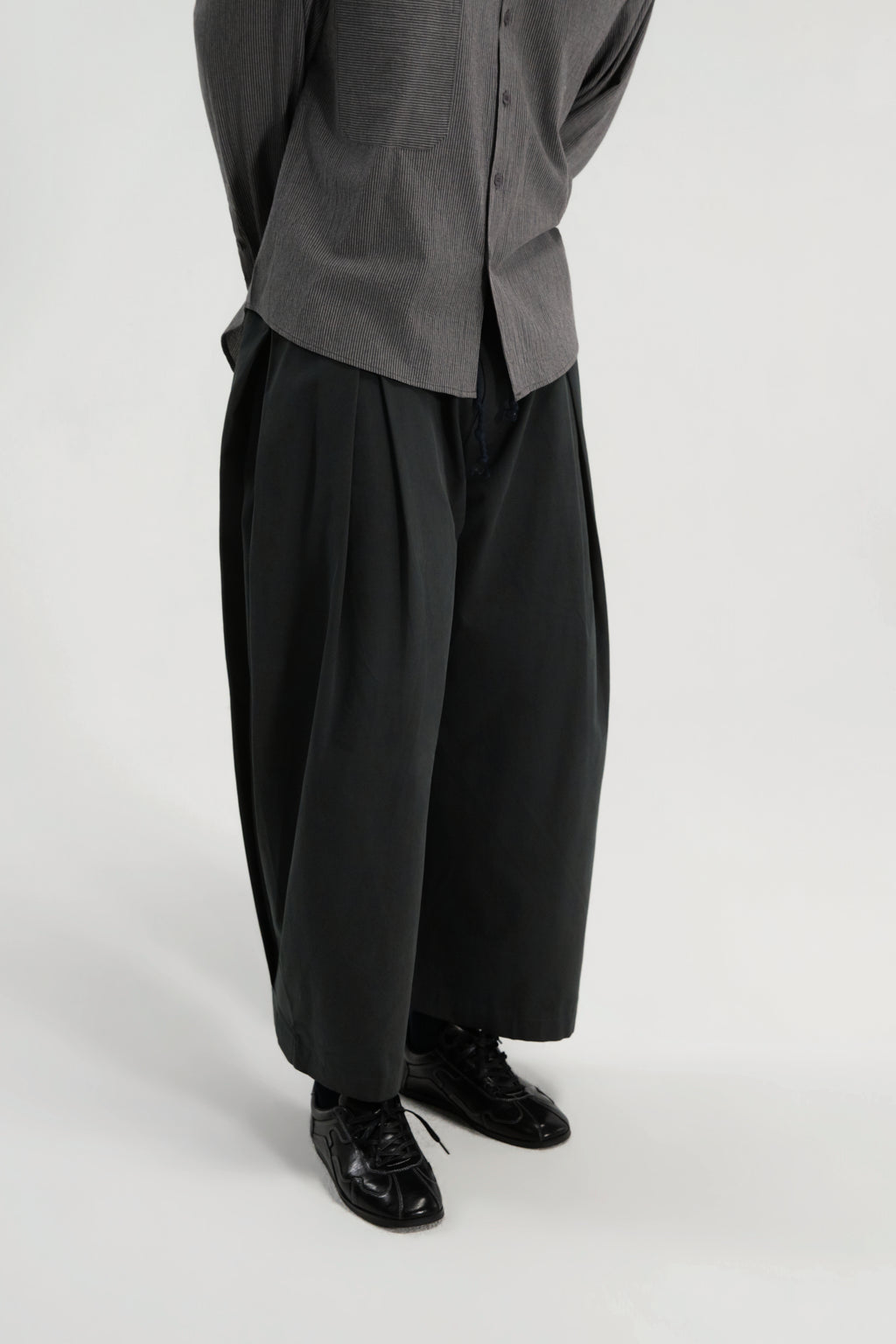 Gender Neutral Double Waist Baggy Ankle Pants (Dirty Grey)