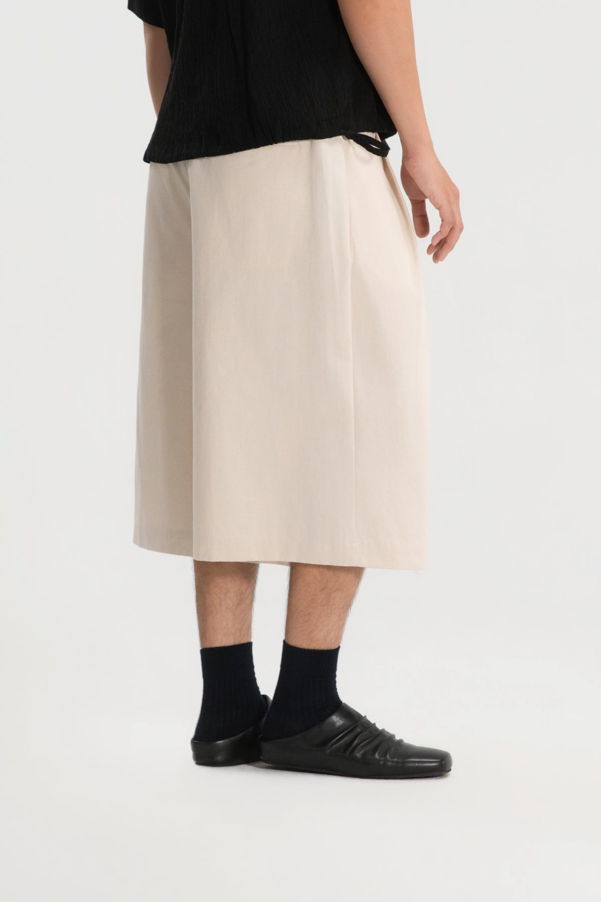 Gender Neutral Double Waist Capri Pants (Dirty Beige)