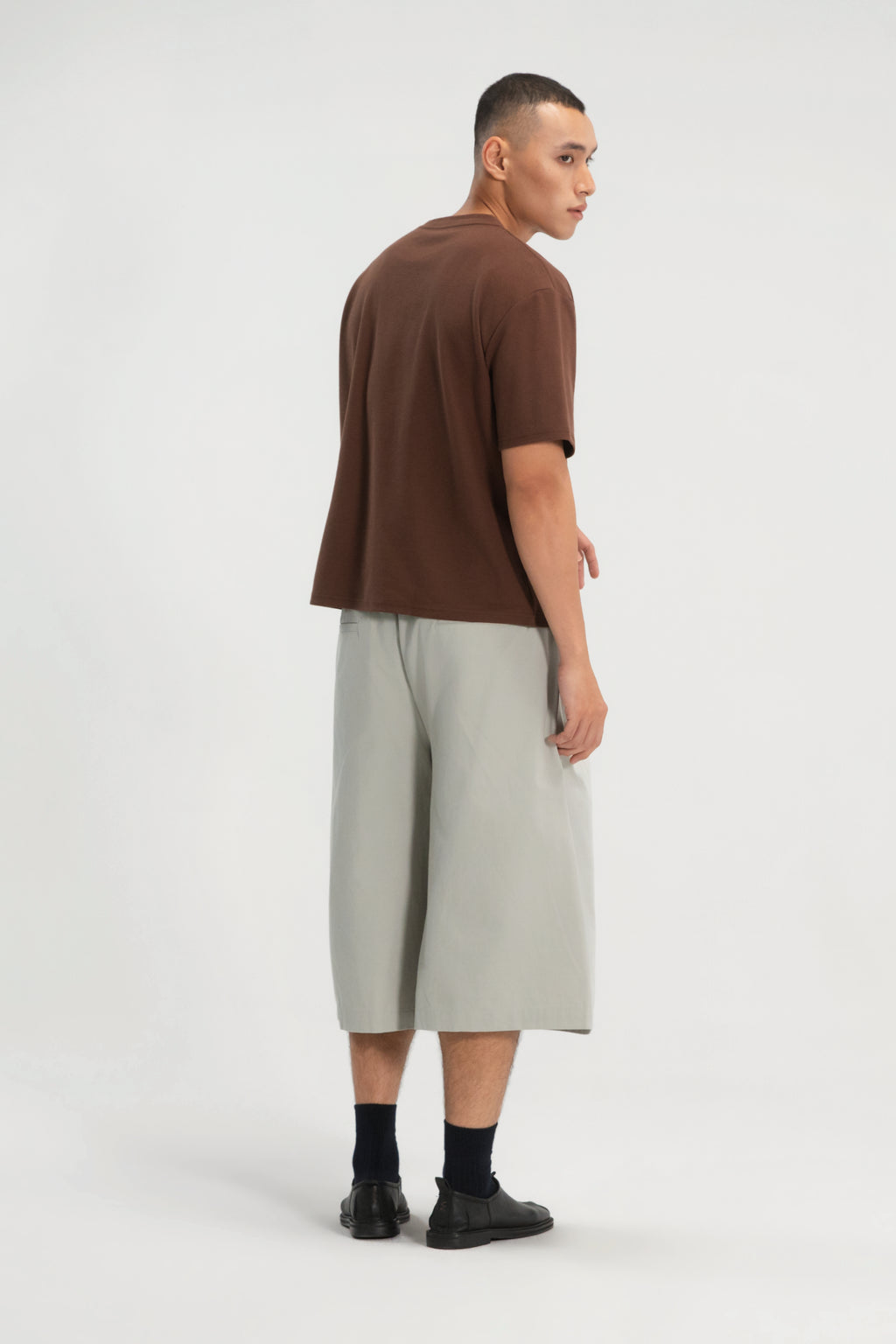 Gender Neutral Double Waist Capri Pants (Dirty Sage)