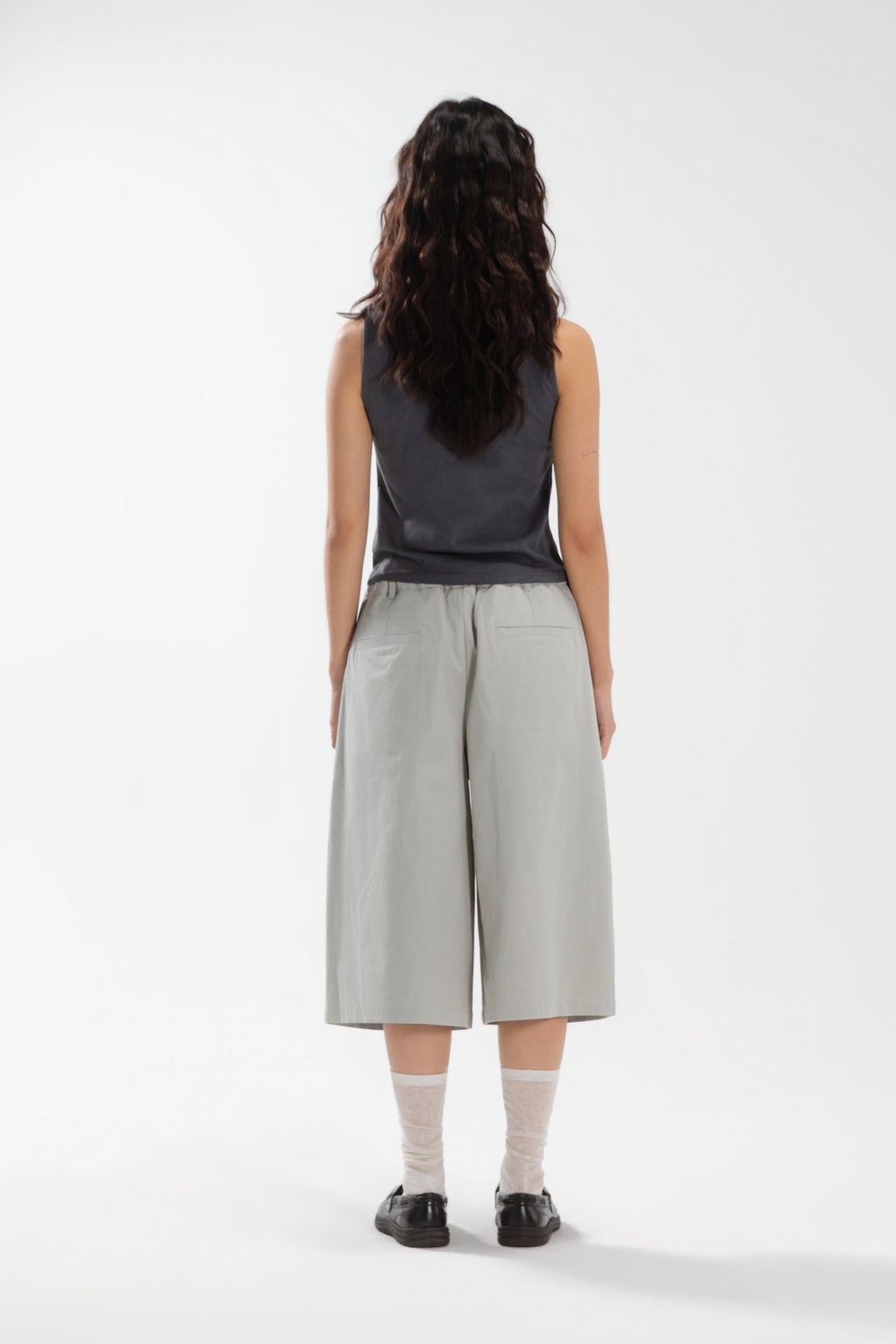 Gender Neutral Double Waist Capri Pants (Dirty Sage)