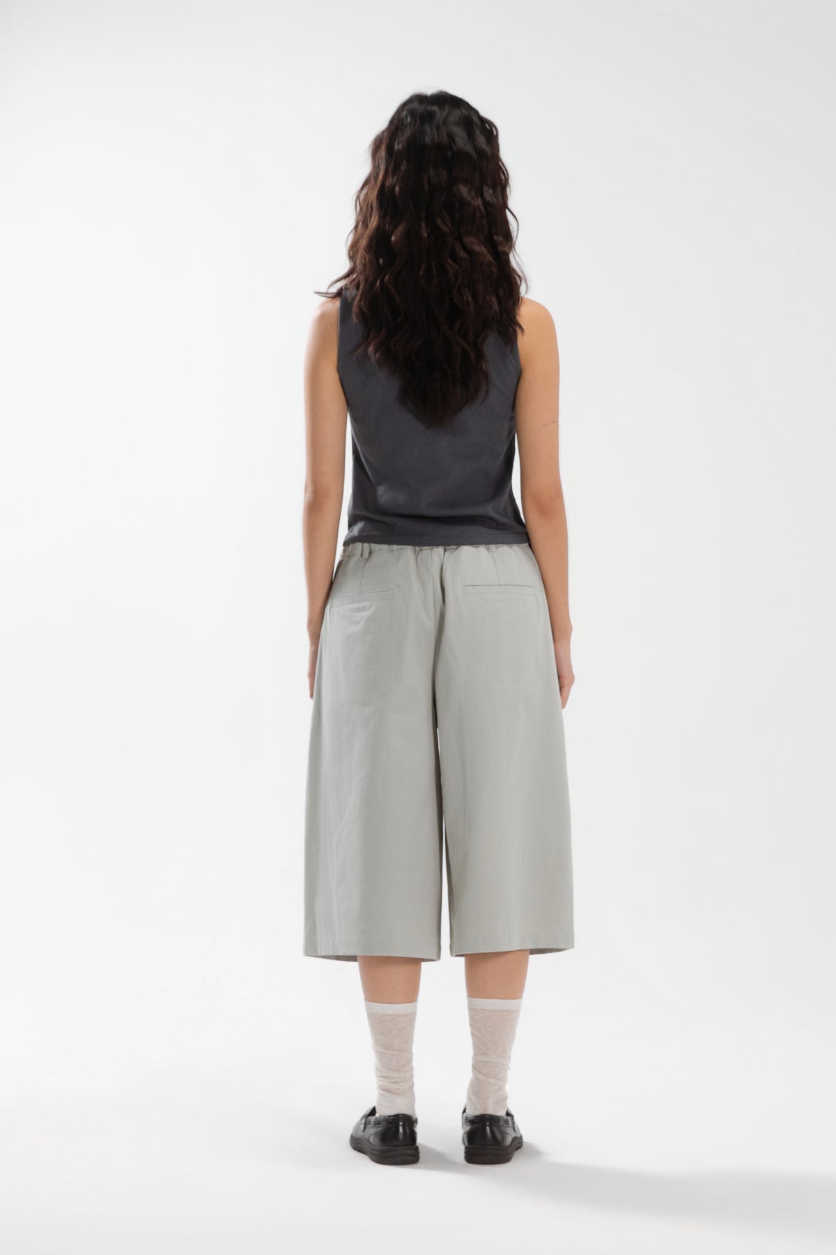 Gender Neutral Double Waist Capri Pants (Dirty Sage)
