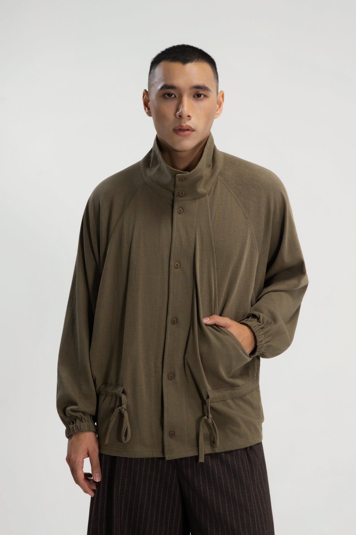 Gender Neutral Slouchy Knit Trench Outer (Tea)