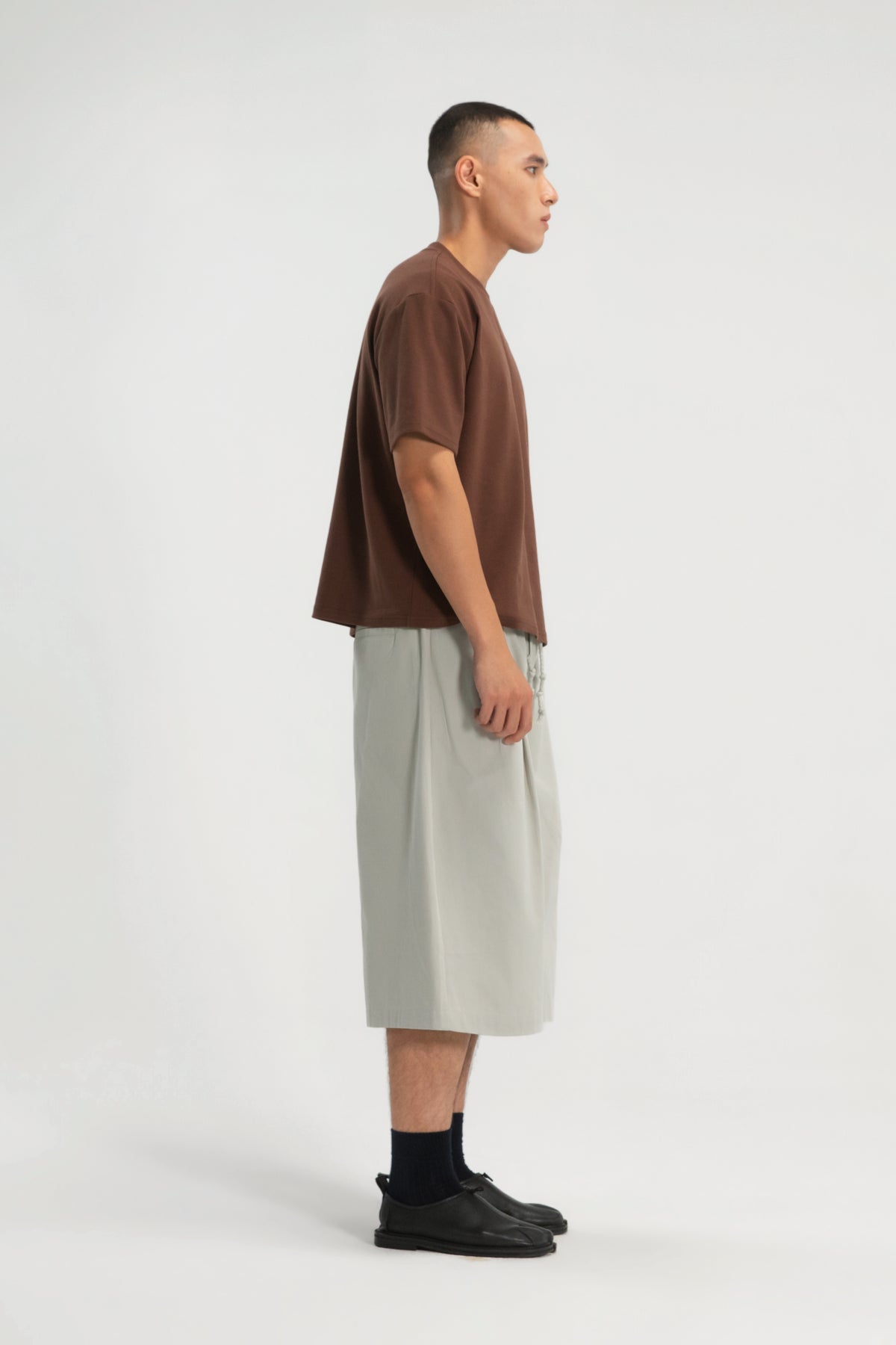 Gender Neutral Double Waist Capri Pants (Dirty Sage)