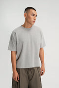 Gender Neutral Boxy Crop Waffle Tee (Grey Grain)
