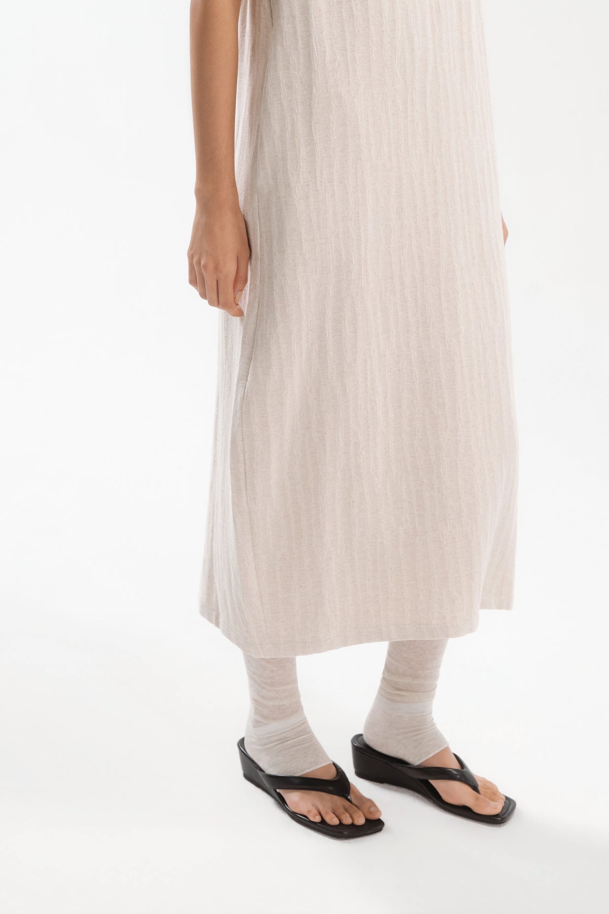 Front Deep-V Tank Cocoon Dress (Aged Beige)