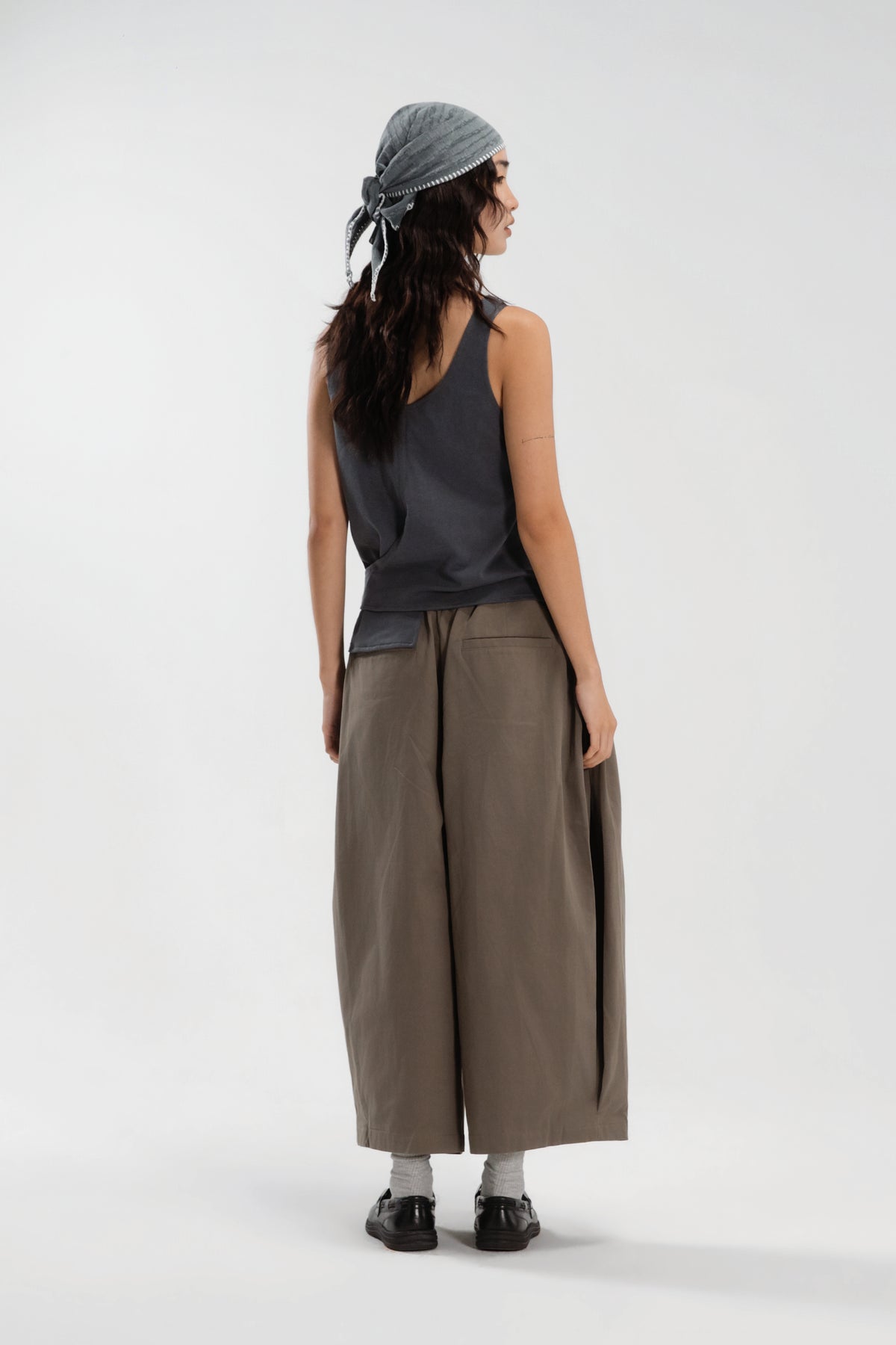 Slouchy Knit Slit-Wrap Tank Top (Blue)