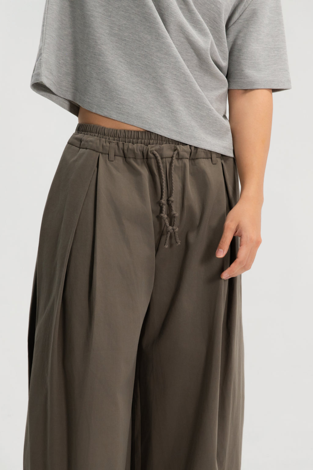 Gender Neutral Double Waist Baggy Ankle Pants (Dirty Espresso)
