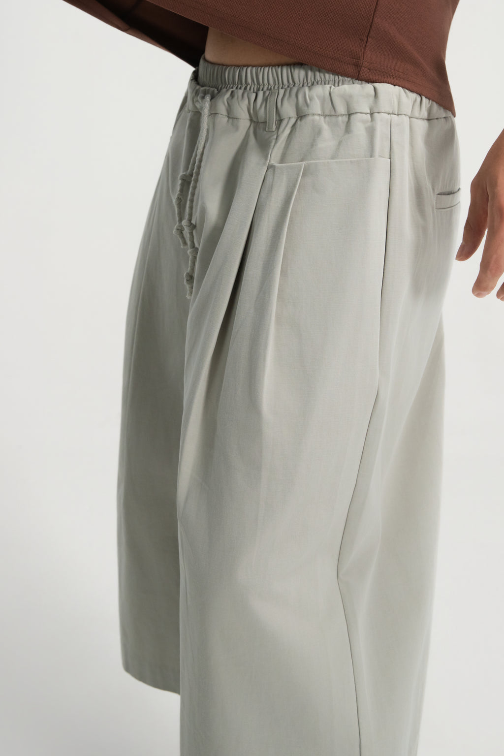 Gender Neutral Double Waist Capri Pants (Dirty Sage)