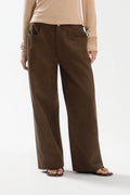 Medium Rise Straight-Cut Denim Pants (Dirty Brown)
