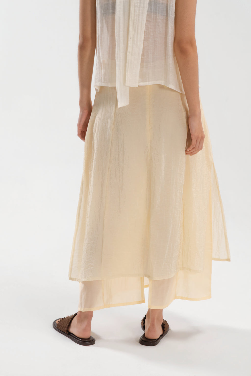 Dual Layer Skirt w/ Braided Belt (Butter)