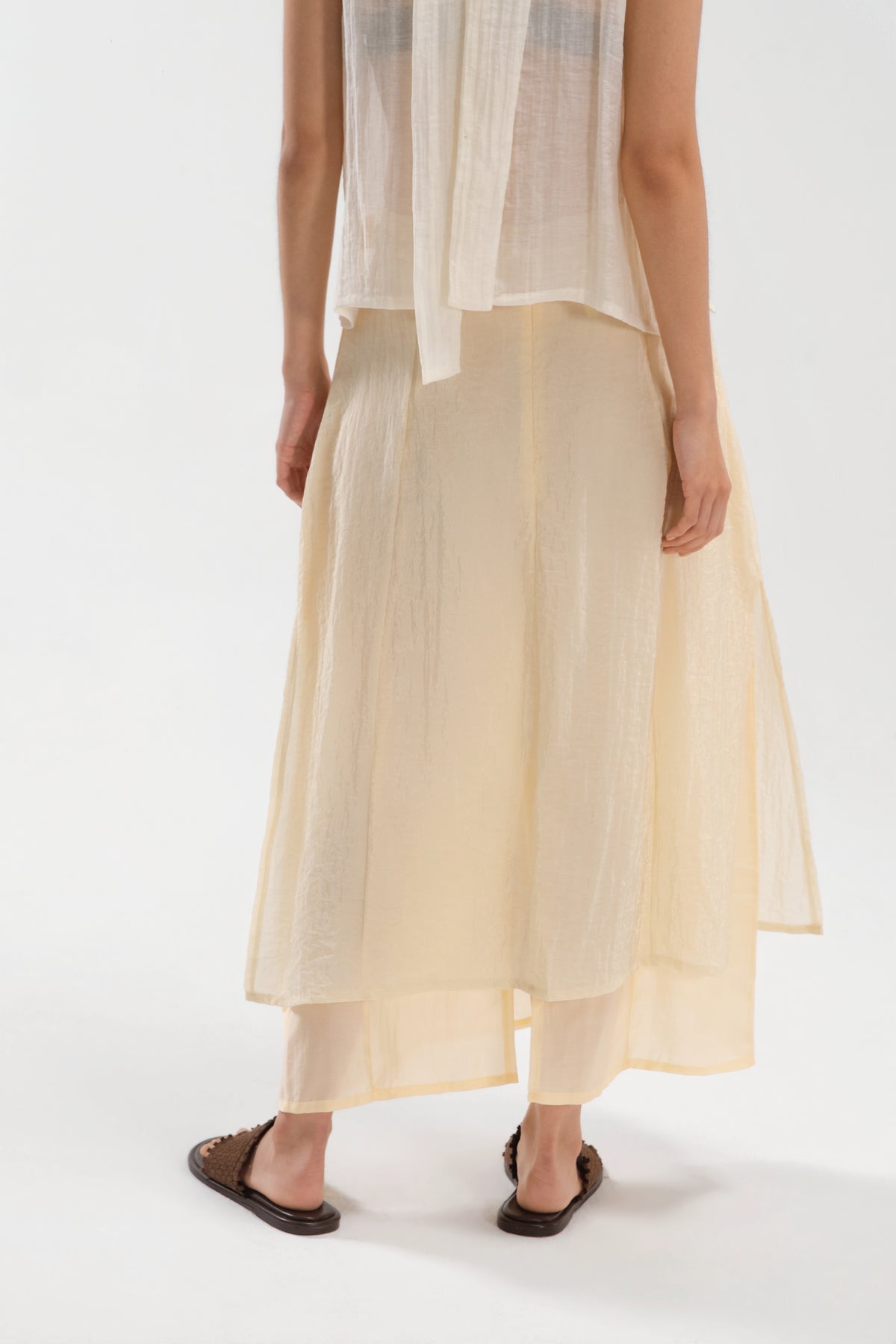 Dual Layer Skirt w/ Braided Belt (Butter)