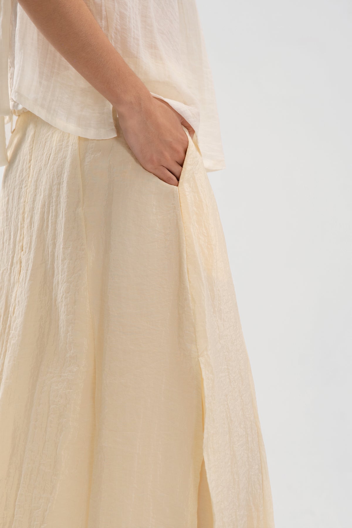 Dual Layer Skirt w/ Braided Belt (Butter)
