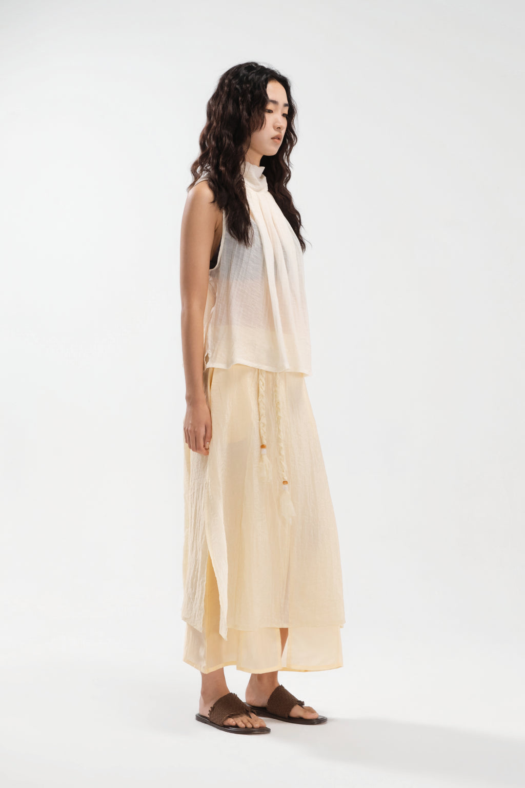 Dual Layer Skirt w/ Braided Belt (Butter)