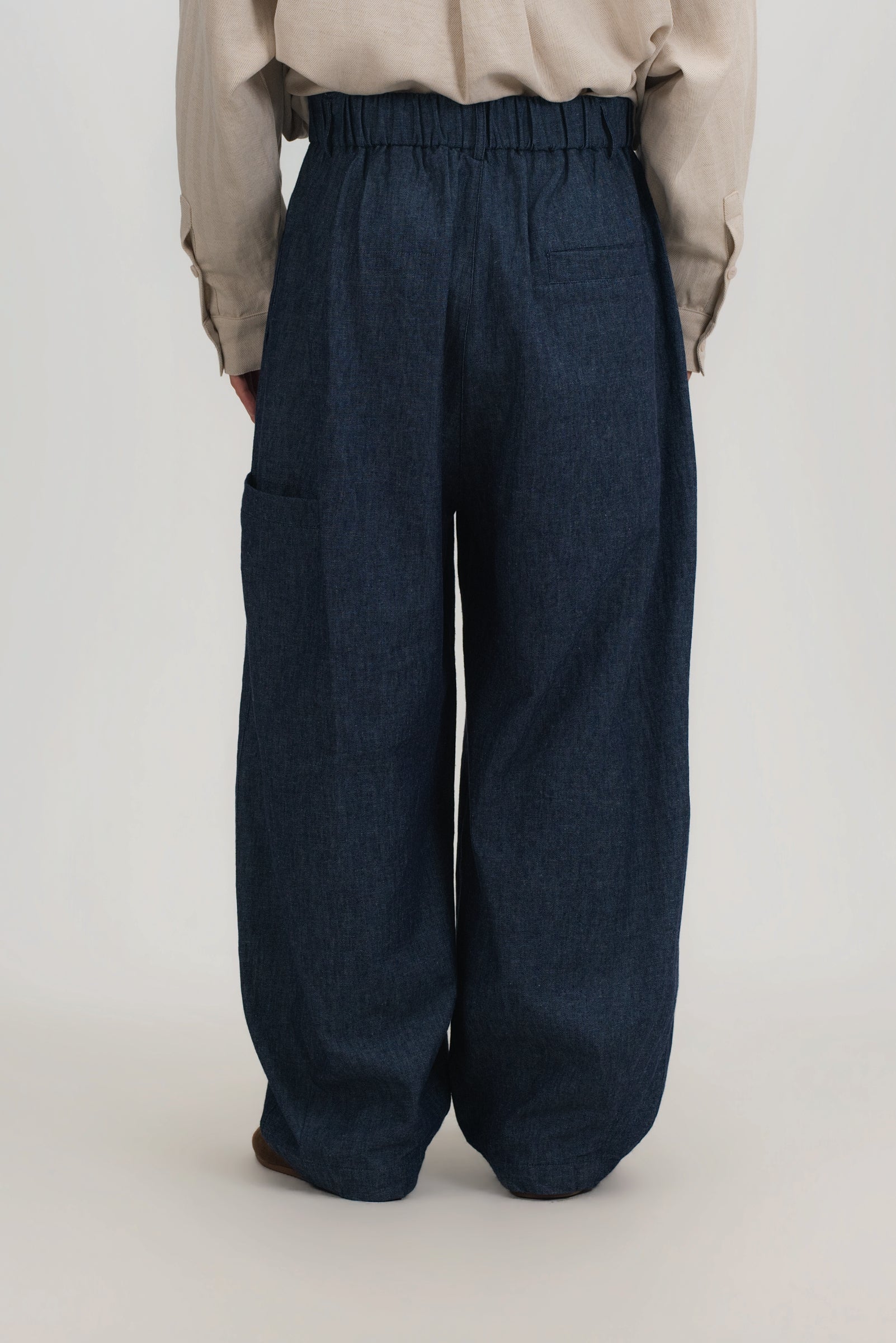 Gender Neutral Cocoon Trousers (Linen Denim / Blue)