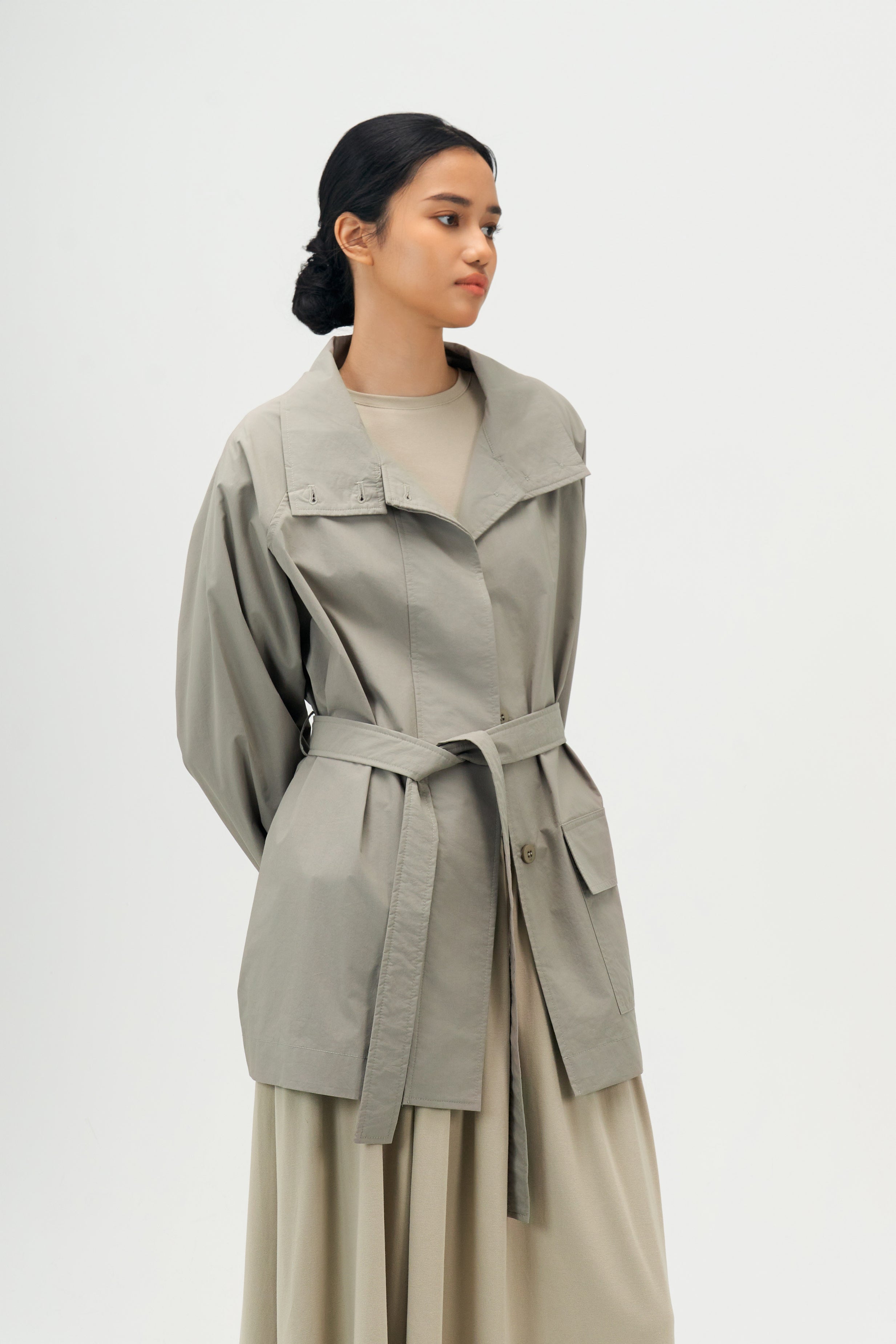 Classic - Gender Neutral Light Trench Outer (Olive Grey)