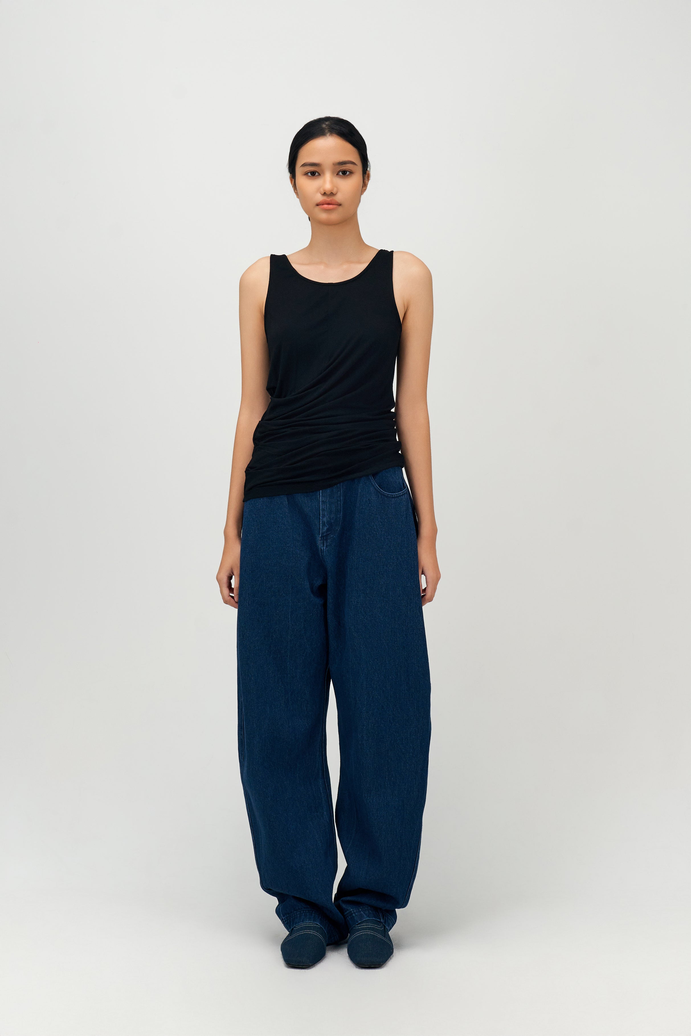 Classic - Drape Long Tank Top (Black)