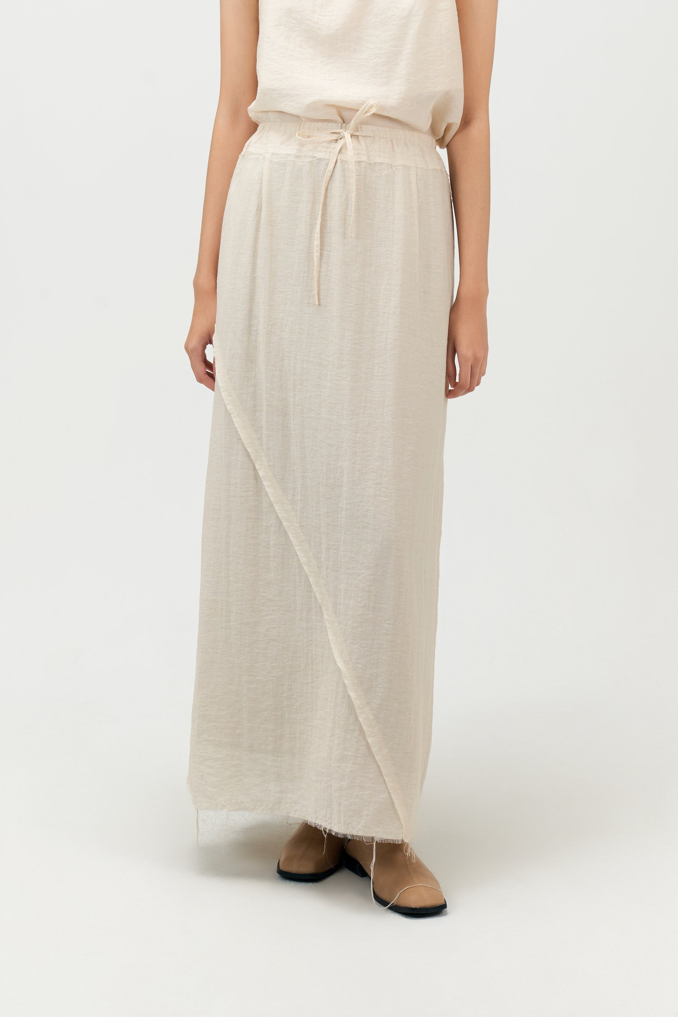 Classic - Raw Hemp Long Skirt (Beige)