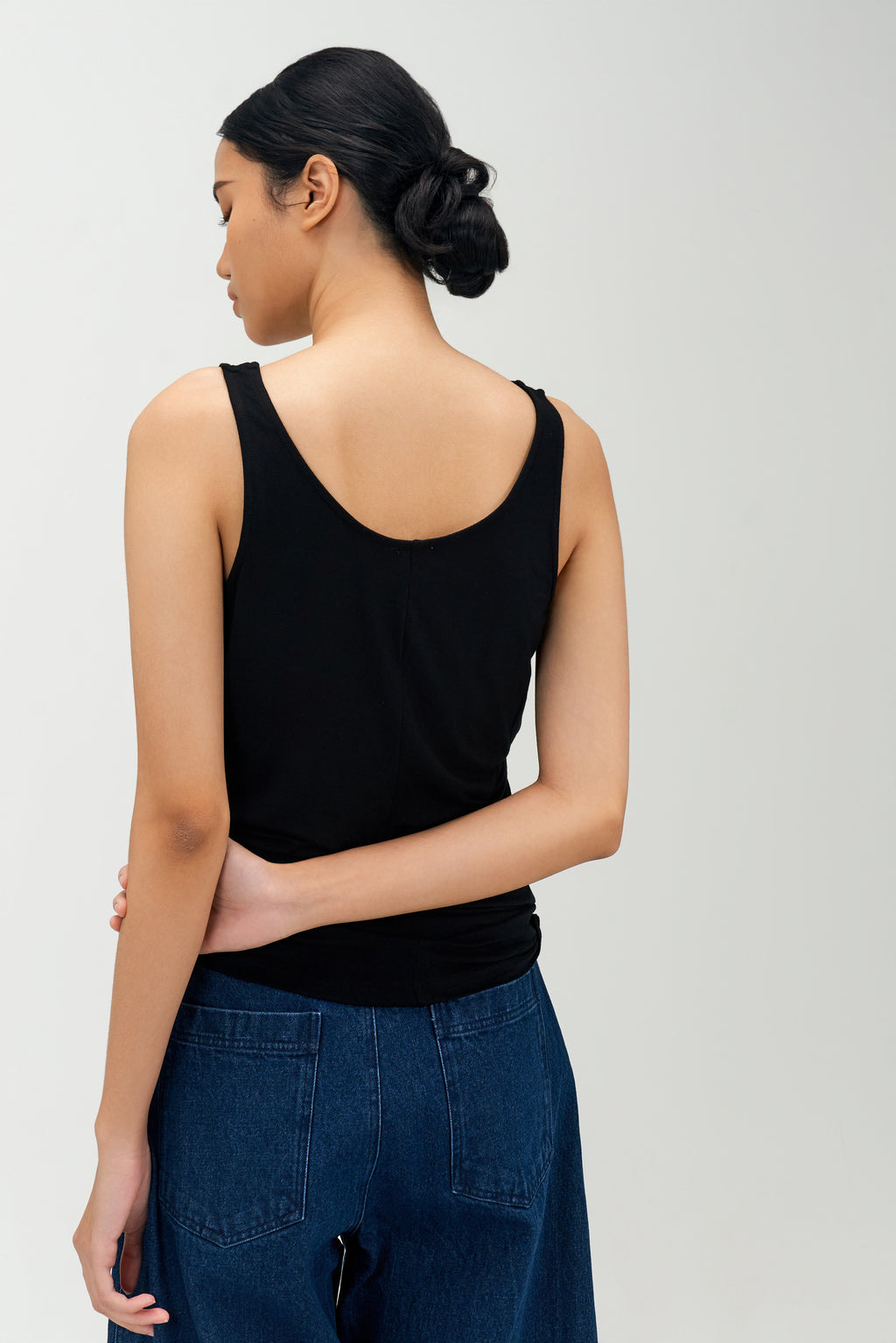 Classic - Drape Long Tank Top (Black)