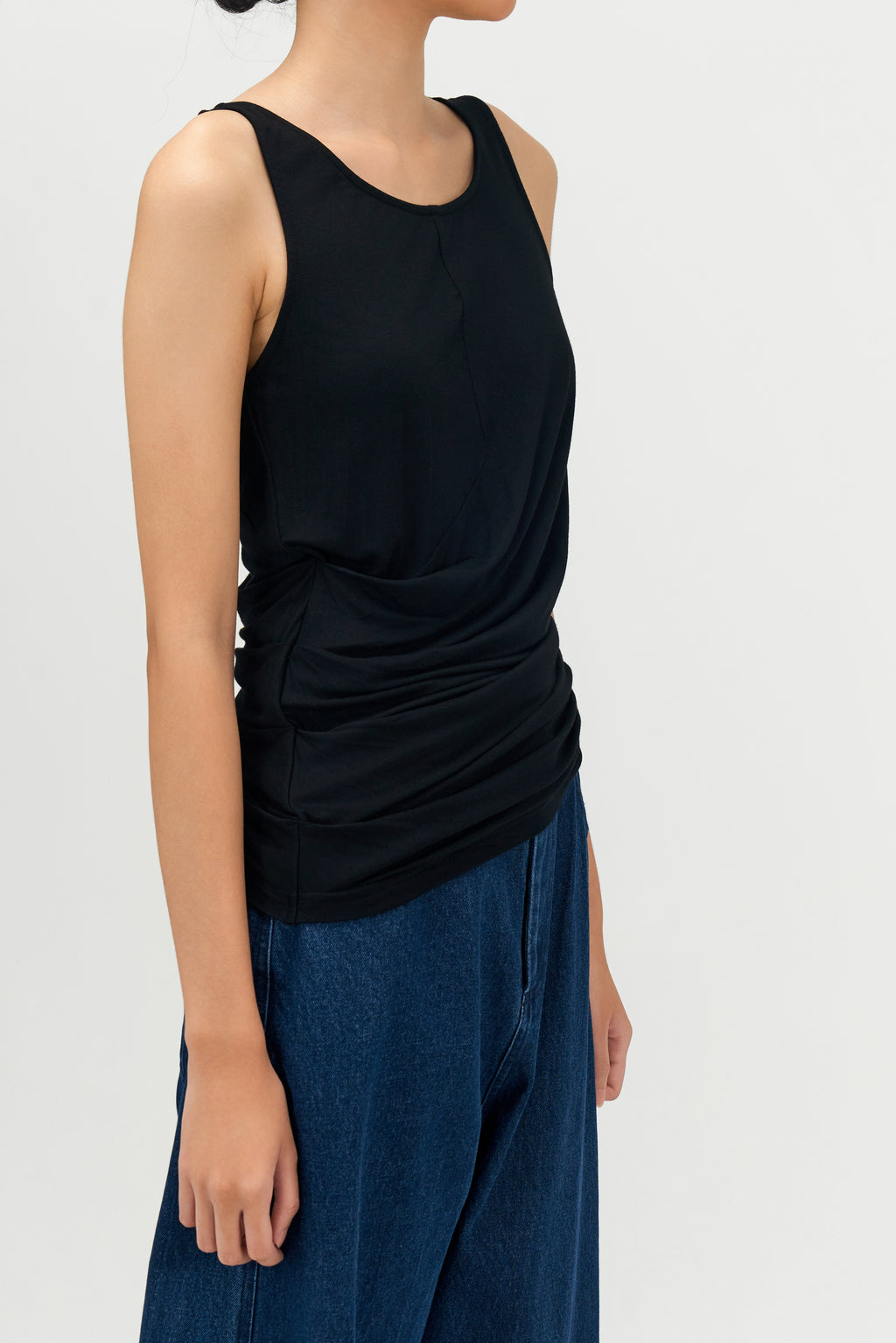 Classic - Drape Long Tank Top (Black)